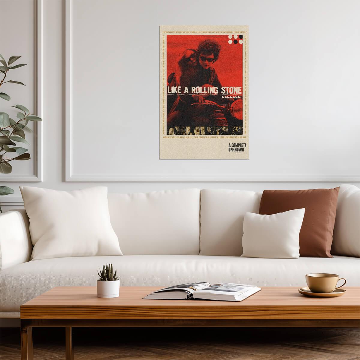 A Complete Unknown Poster | Bob Dylan with Guitar | Like a Rolling Stone Print - Movies & TV Poster