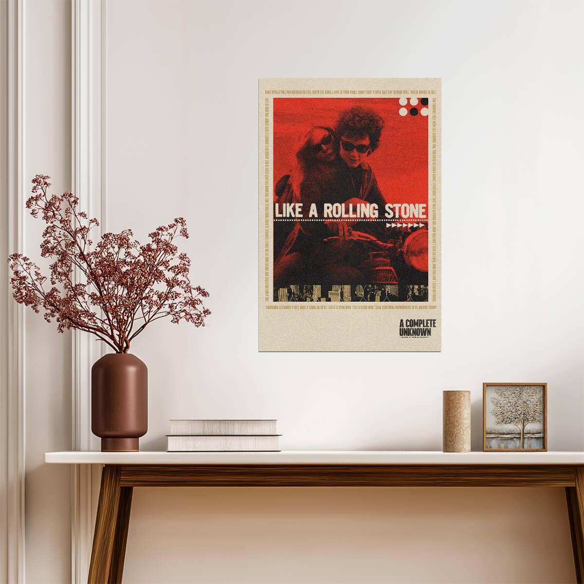 A Complete Unknown Poster | Bob Dylan with Guitar | Like a Rolling Stone Print - Movies & TV Poster