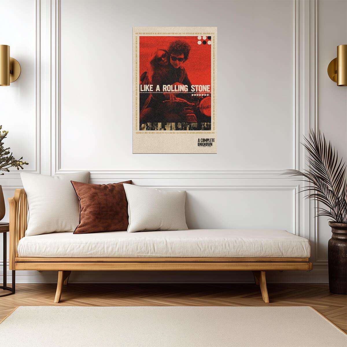A Complete Unknown Poster | Bob Dylan with Guitar | Like a Rolling Stone Print - Movies & TV Poster