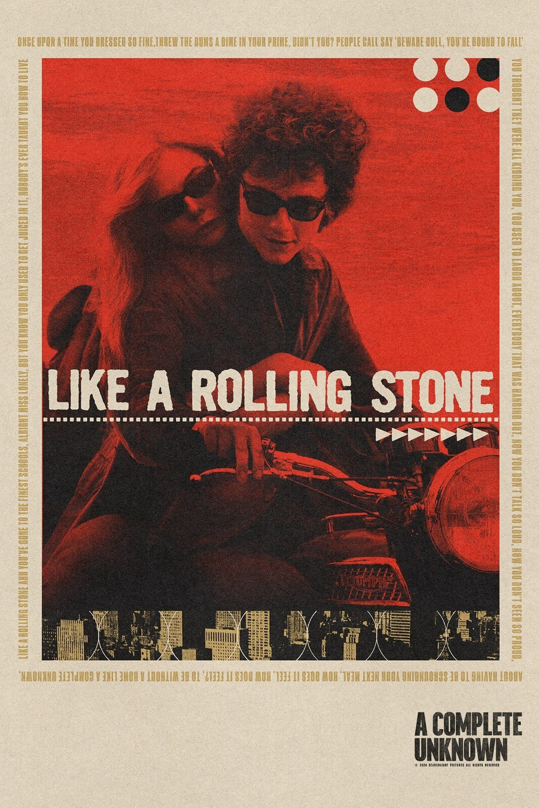 A Complete Unknown Poster | Bob Dylan with Guitar | Like a Rolling Stone Print - Movies & TV Poster