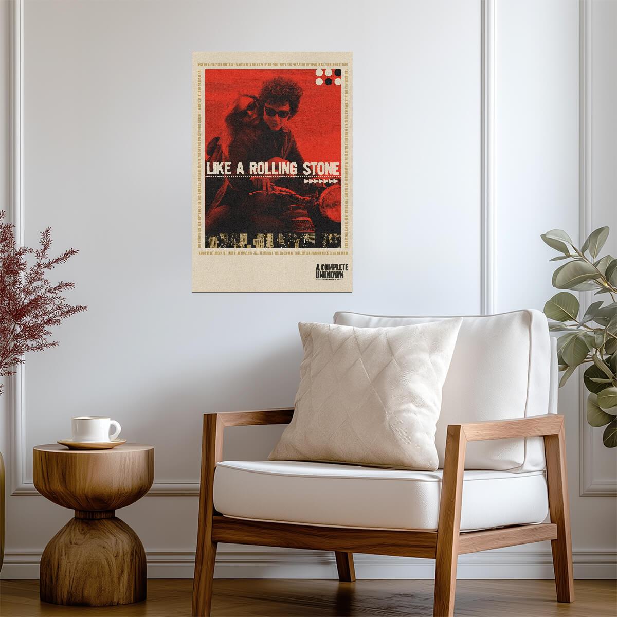 A Complete Unknown Poster | Bob Dylan with Guitar | Like a Rolling Stone Print - Movies & TV Poster