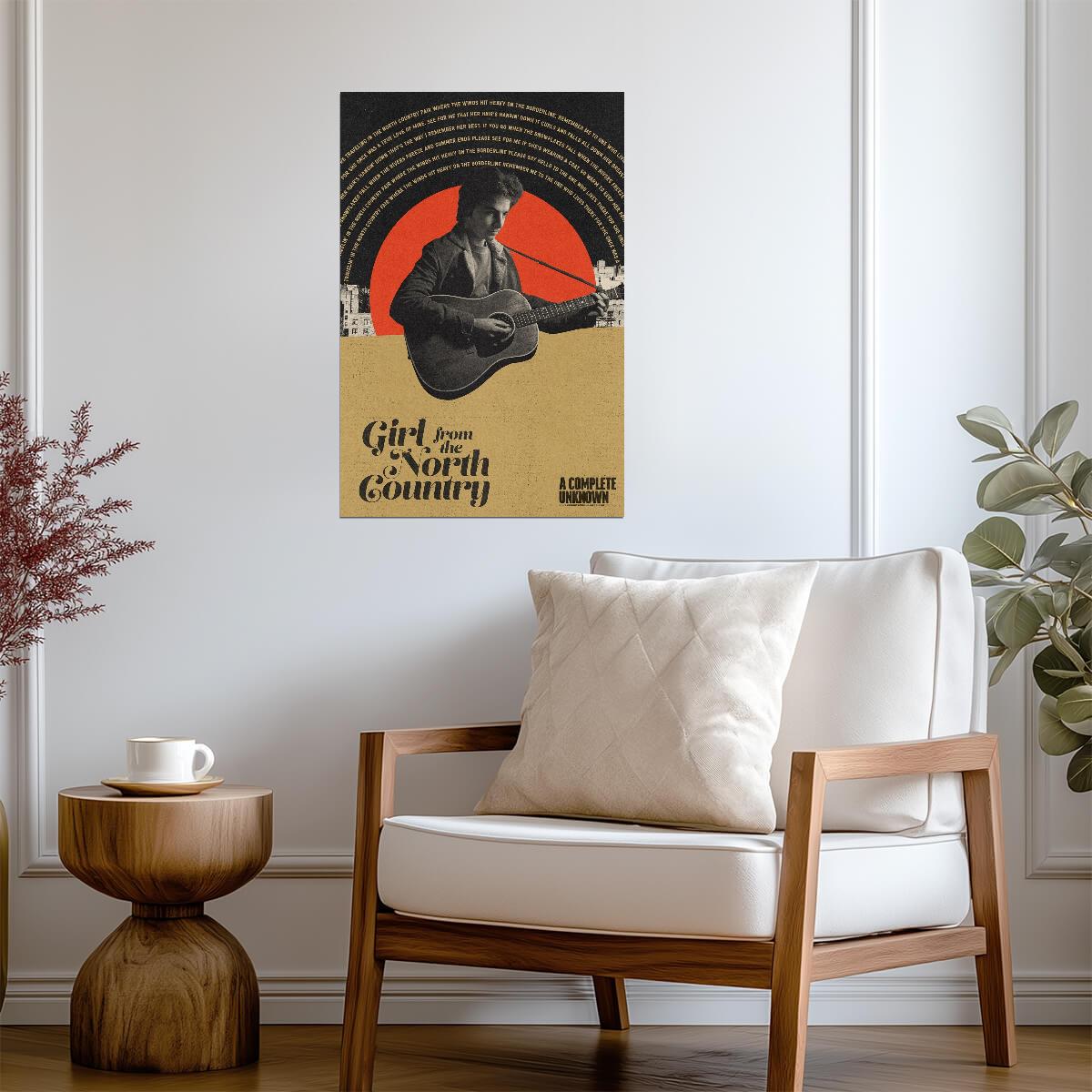 A Complete Unknown Poster | Bob Dylan with Guitar | Girl from the North Country Art - Movies & TV Poster