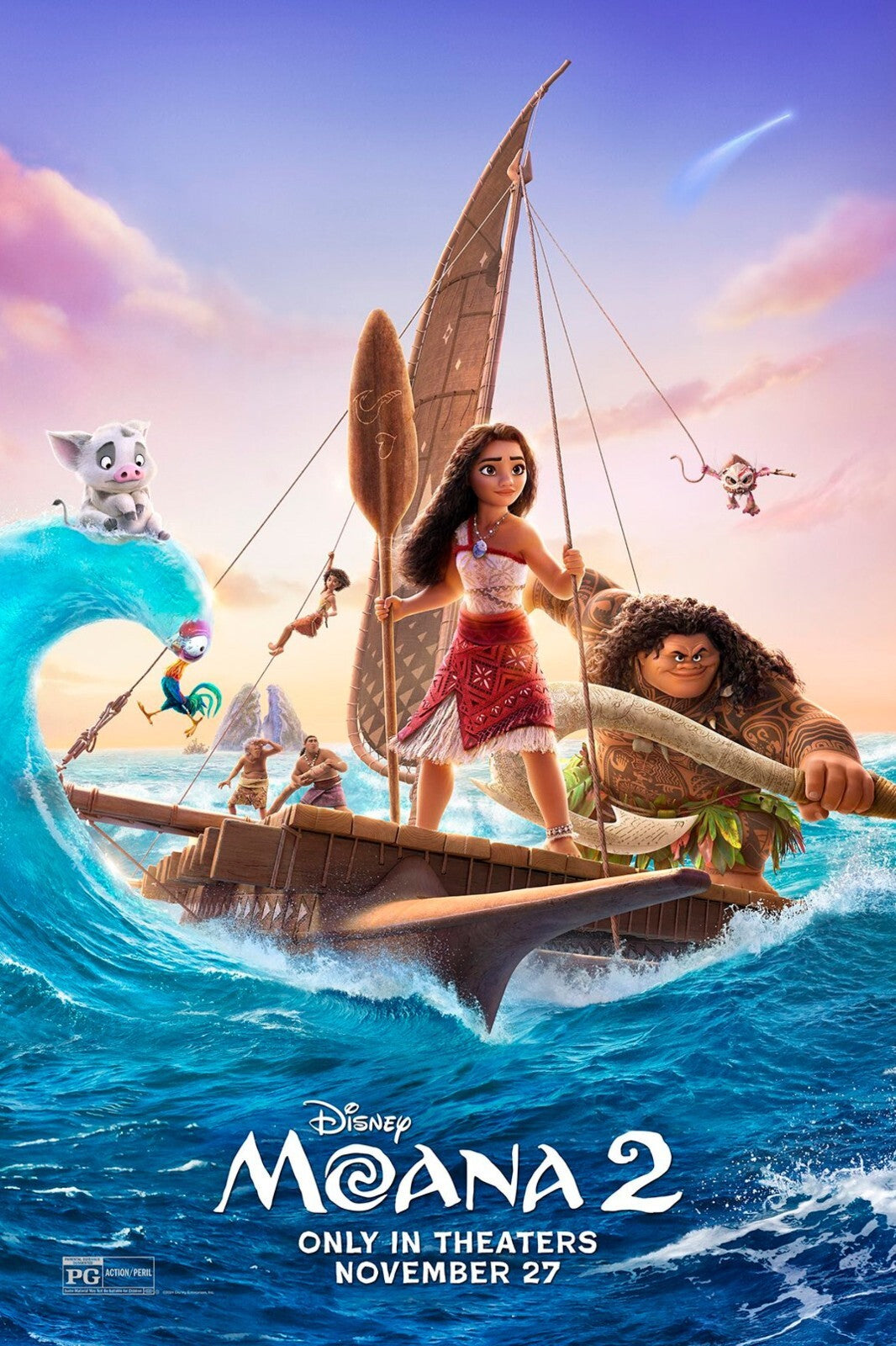 Moana 2 Movie Poster | Moana and Maui Aboard the Canoe - Movies & TV Poster