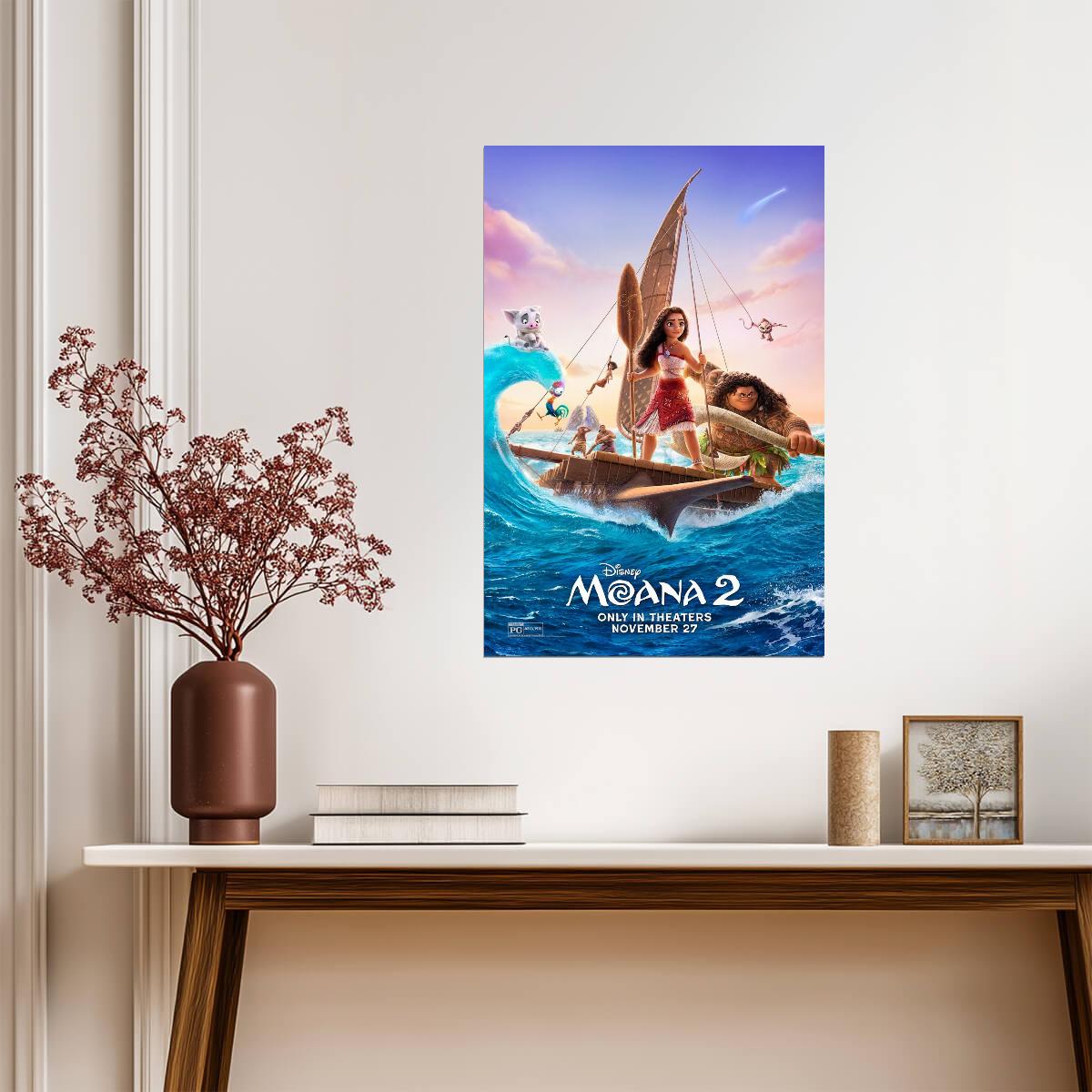 Moana 2 Movie Poster | Moana and Maui Aboard the Canoe - Movies & TV Poster