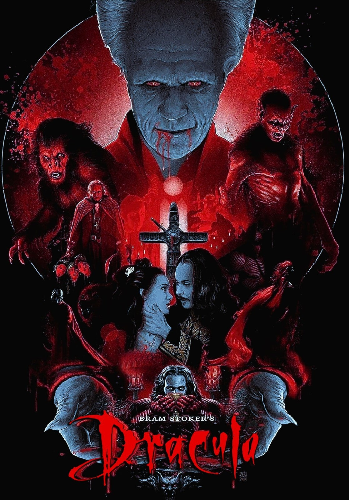 Bram Stoker's Dracula 1992 Movie Poster | Vampire and Cast Illustration - Movies & TV Poster