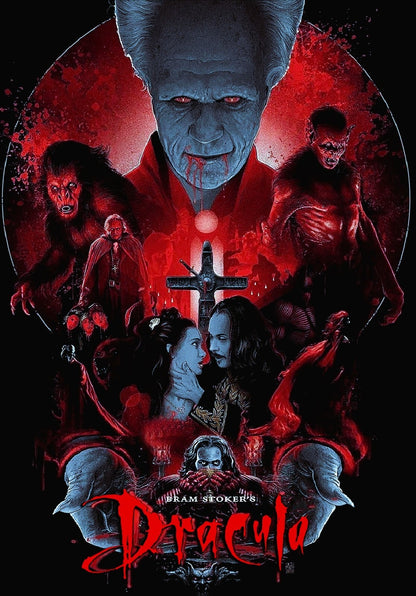 Bram Stoker's Dracula 1992 Movie Poster | Vampire and Cast Illustration - Movies & TV Poster