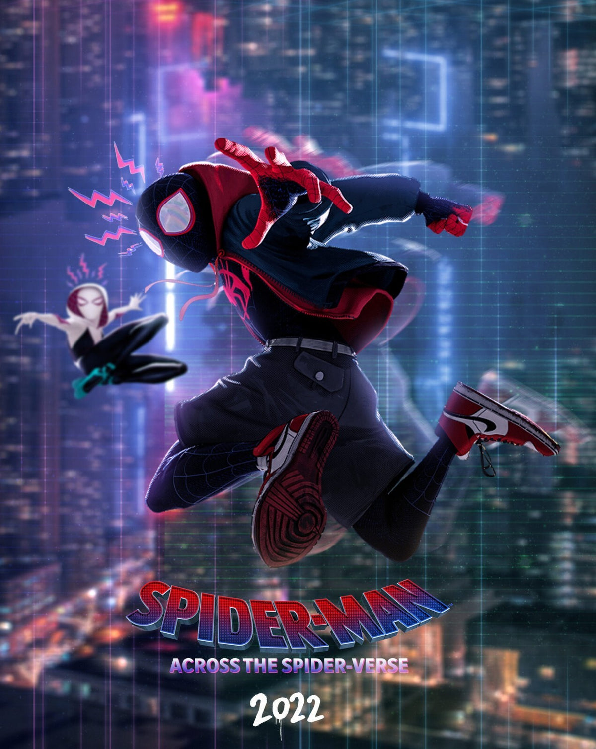 Spider-Man Across the Spider-Verse Movie Poster | Miles and Gwen City Leap - Movies & TV Poster
