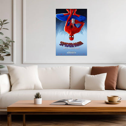 Spider-Man Into the Spider-Verse Movie Poster | Peter Parker Hanging Upside Down - Movies & TV Poster