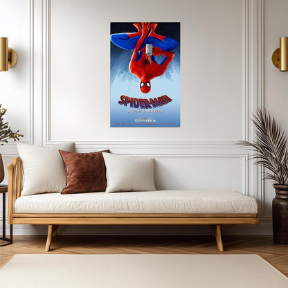 Spider-Man Into the Spider-Verse Movie Poster | Peter Parker Hanging Upside Down - Movies & TV Poster