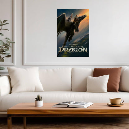 How to Train Your Dragon 2025 Movie Poster | Hiccup Riding Toothless at Sunset - Movies & TV Poster