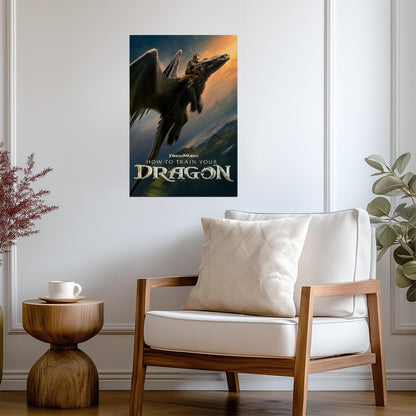 How to Train Your Dragon 2025 Movie Poster | Hiccup Riding Toothless at Sunset - Movies & TV Poster