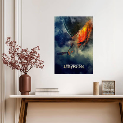 How to Train Your Dragon 2025 Movie Poster | Red Death Aerial Chase - Movies & TV Poster