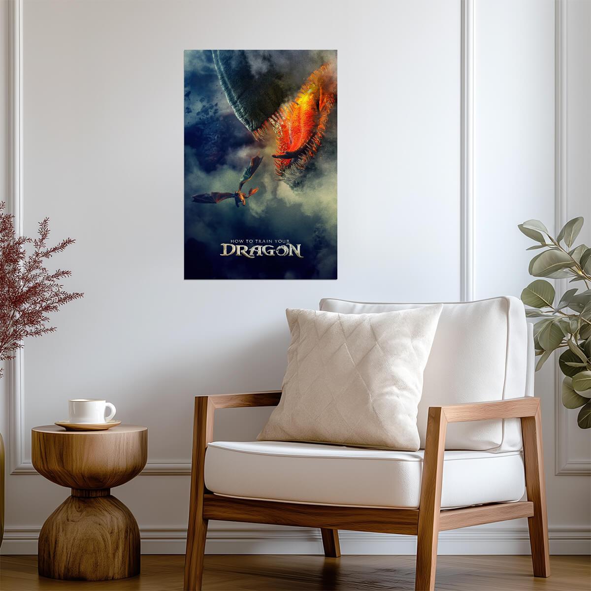 How to Train Your Dragon 2025 Movie Poster | Red Death Aerial Chase - Movies & TV Poster