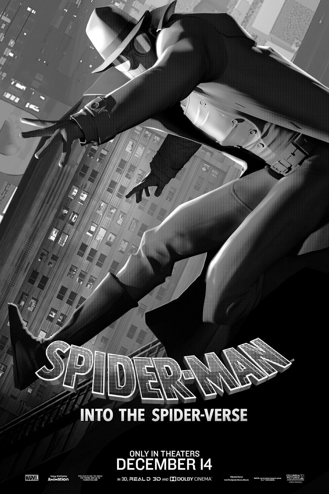 Spider-Man Into the Spider-Verse Movie Poster | Spider-Man Noir in Black and White - Movies & TV Poster