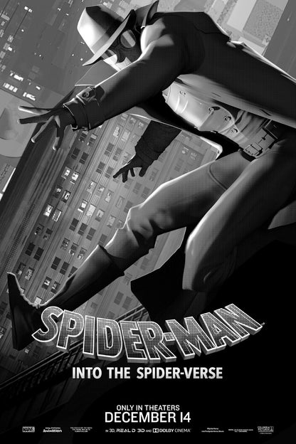 Spider-Man Into the Spider-Verse Movie Poster | Spider-Man Noir in Black and White - Movies & TV Poster