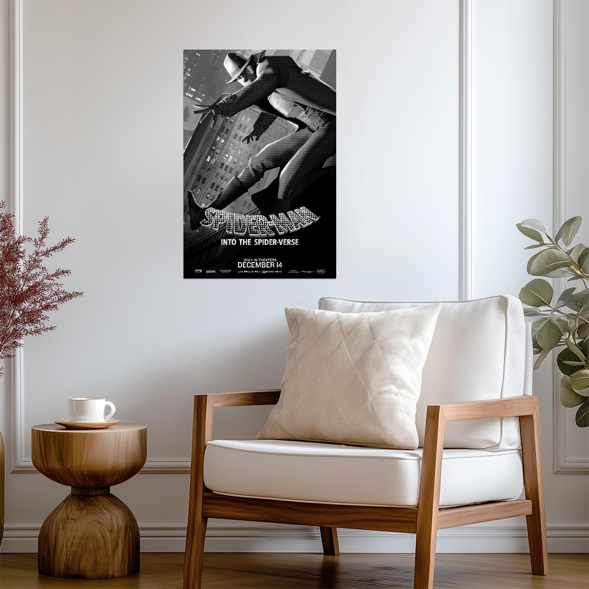 Spider-Man Into the Spider-Verse Movie Poster | Spider-Man Noir in Black and White - Movies & TV Poster
