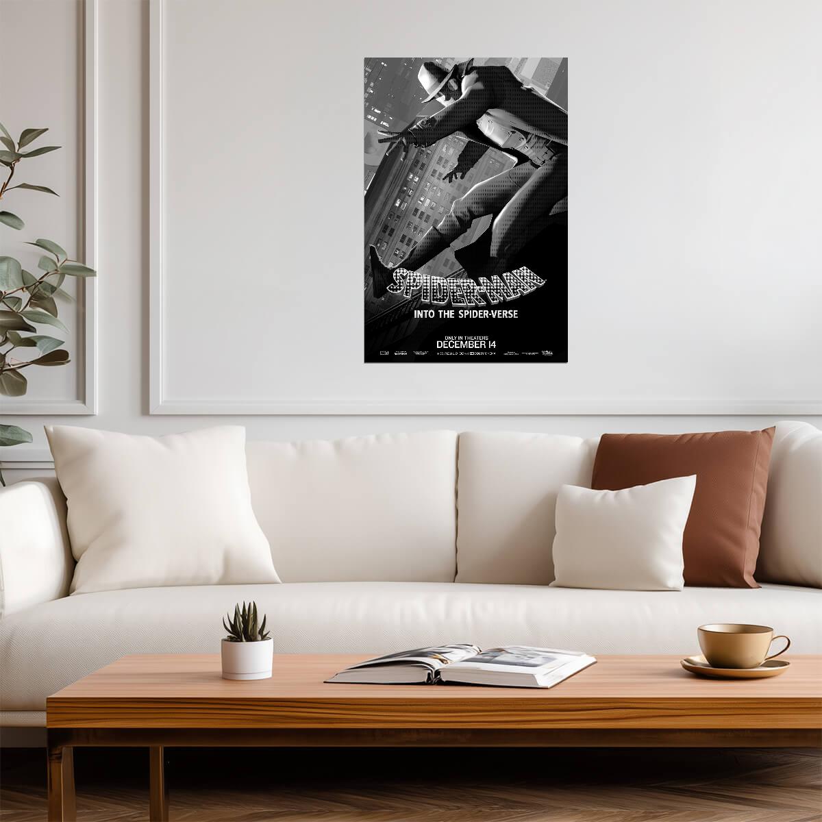 Spider-Man Into the Spider-Verse Movie Poster | Spider-Man Noir in Black and White - Movies & TV Poster