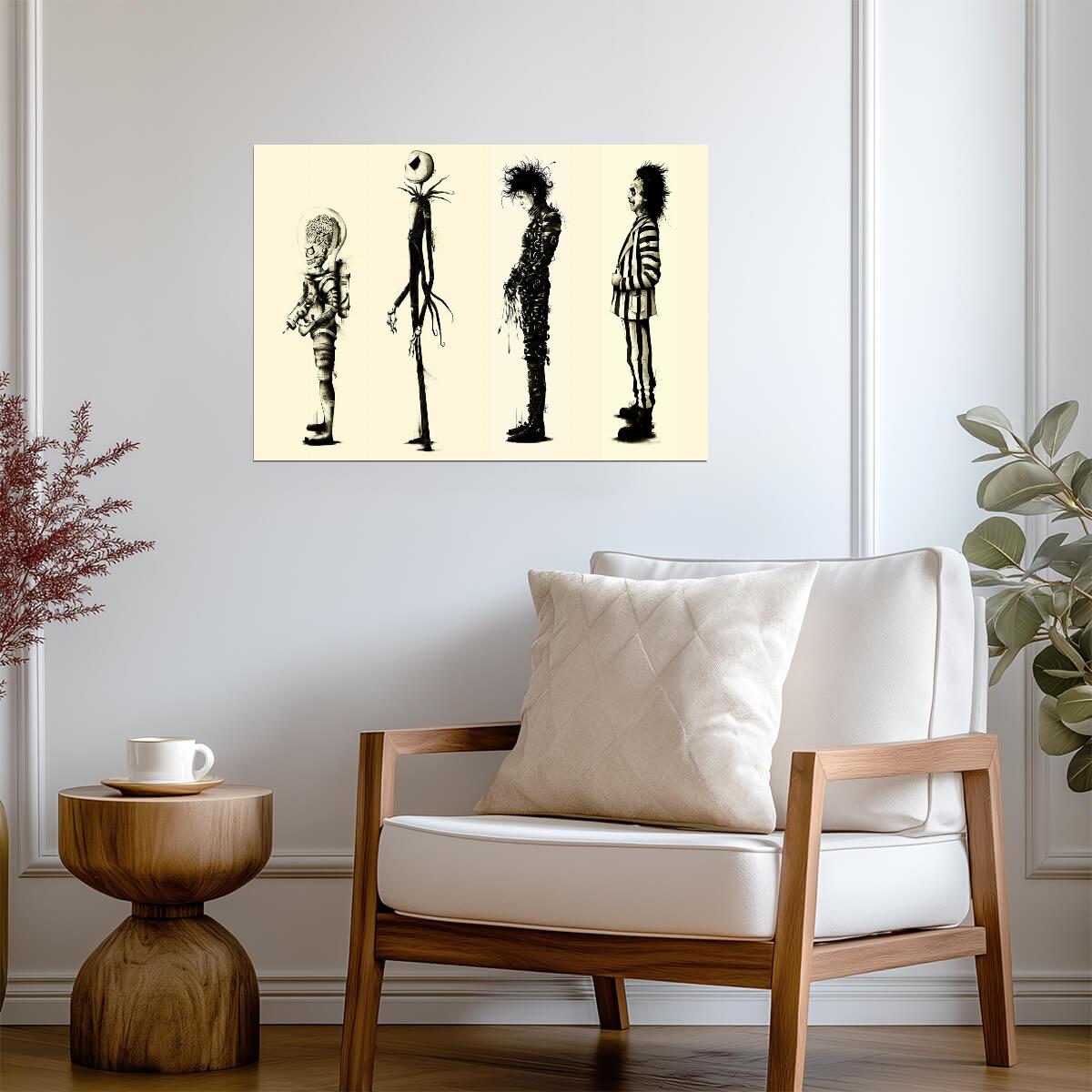 Edward Scissorhands Poster | Jack Skellington and Beetlejuice Group Illustration - Graphic & Art Poster