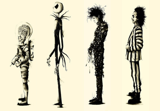 Edward Scissorhands Poster | Jack Skellington and Beetlejuice Group Illustration - Graphic & Art Poster