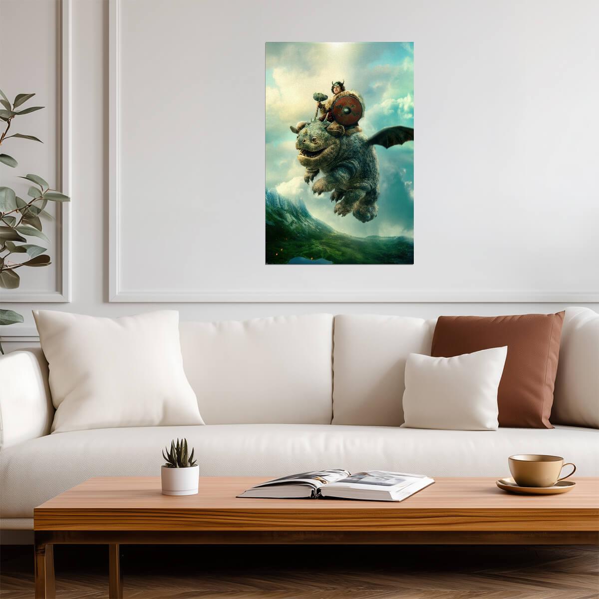 How to Train Your Dragon 2025 Movie Poster | Fishlegs Riding Meatlug - Movies & TV Poster