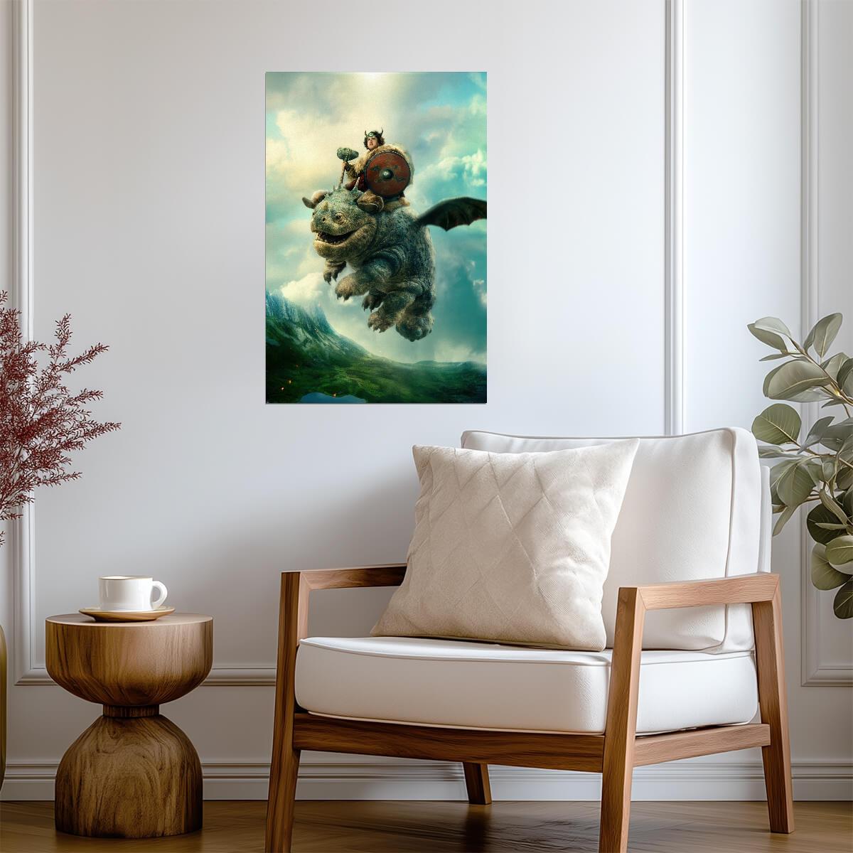 How to Train Your Dragon 2025 Movie Poster | Fishlegs Riding Meatlug - Movies & TV Poster