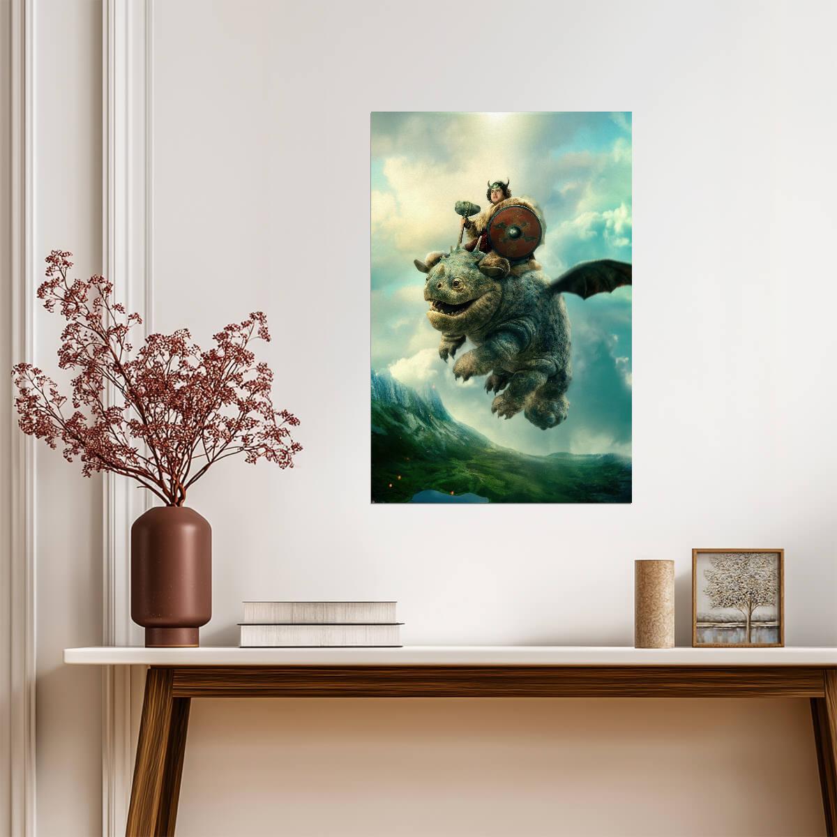 How to Train Your Dragon 2025 Movie Poster | Fishlegs Riding Meatlug - Movies & TV Poster