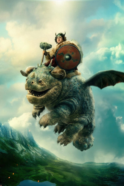 How to Train Your Dragon 2025 Movie Poster | Fishlegs Riding Meatlug - Movies & TV Poster