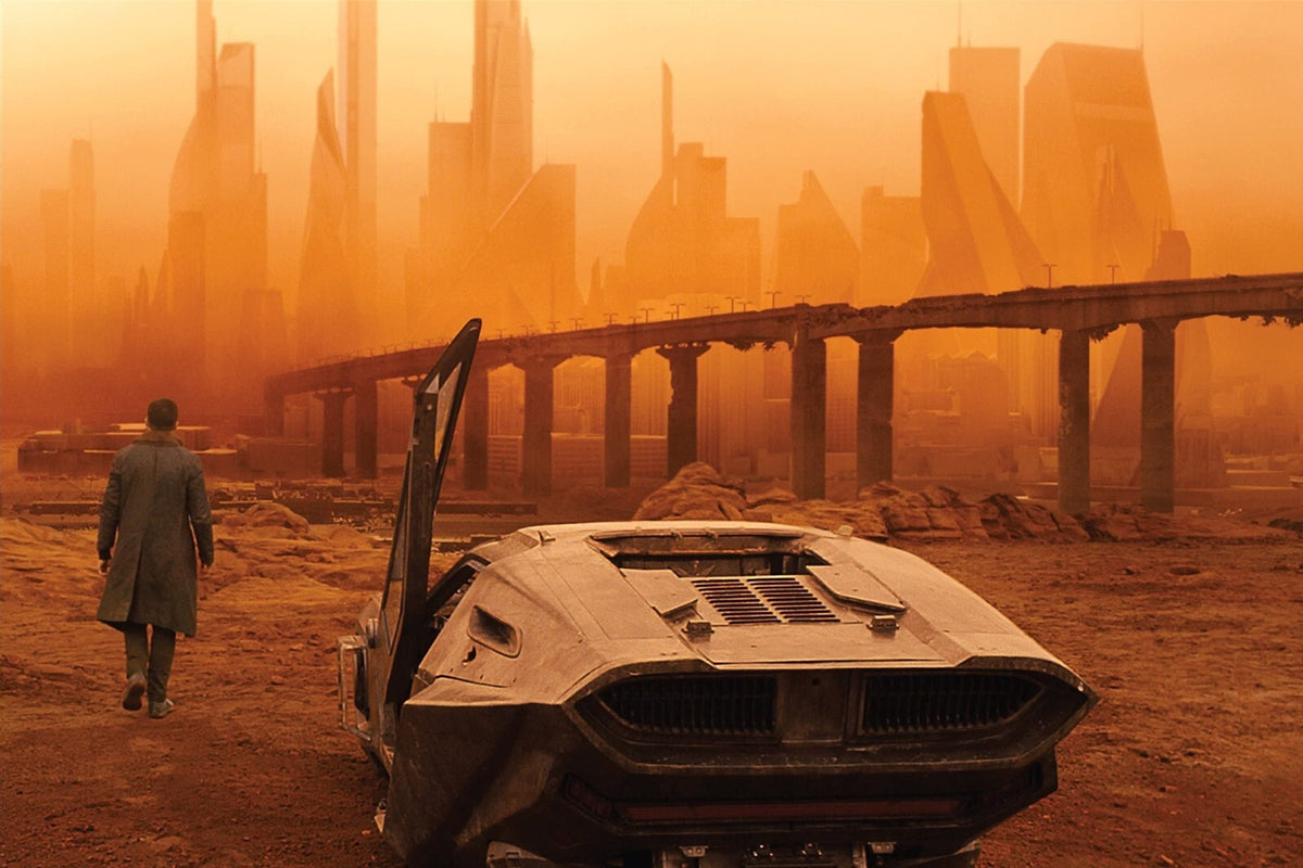 Blade Runner 2049 Movie Poster | Lone Figure and Spinner in Orange Haze - Movies & TV Poster