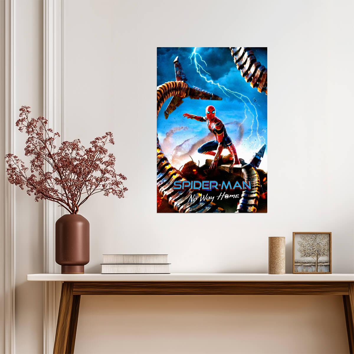 Spider-Man No Way Home Movie Poster | Spider-Man Surrounded by Mechanical Arms - Movies & TV Poster