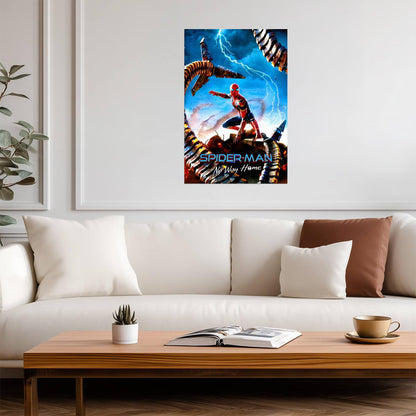 Spider-Man No Way Home Movie Poster | Spider-Man Surrounded by Mechanical Arms - Movies & TV Poster