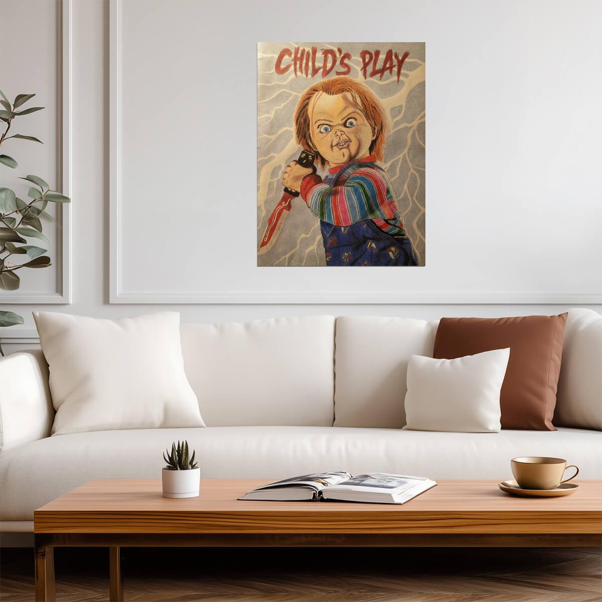 Child's Play 1988 Movie Poster | Vintage Style Chucky Illustration - Movies & TV Poster