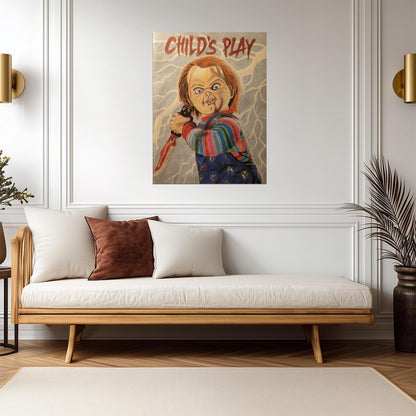 Child's Play 1988 Movie Poster | Vintage Style Chucky Illustration - Movies & TV Poster