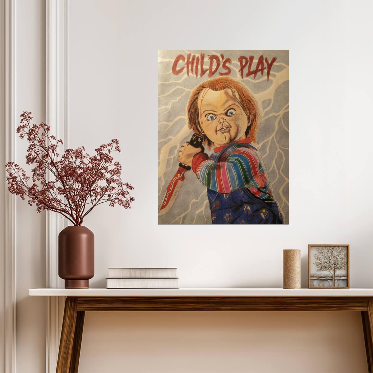 Child's Play 1988 Movie Poster | Vintage Style Chucky Illustration - Movies & TV Poster