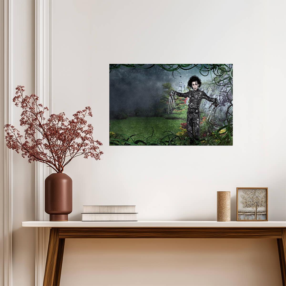 Edward Scissorhands Movie Poster | Edward Among Topiary in a Moonlit Garden - Movies & TV Poster