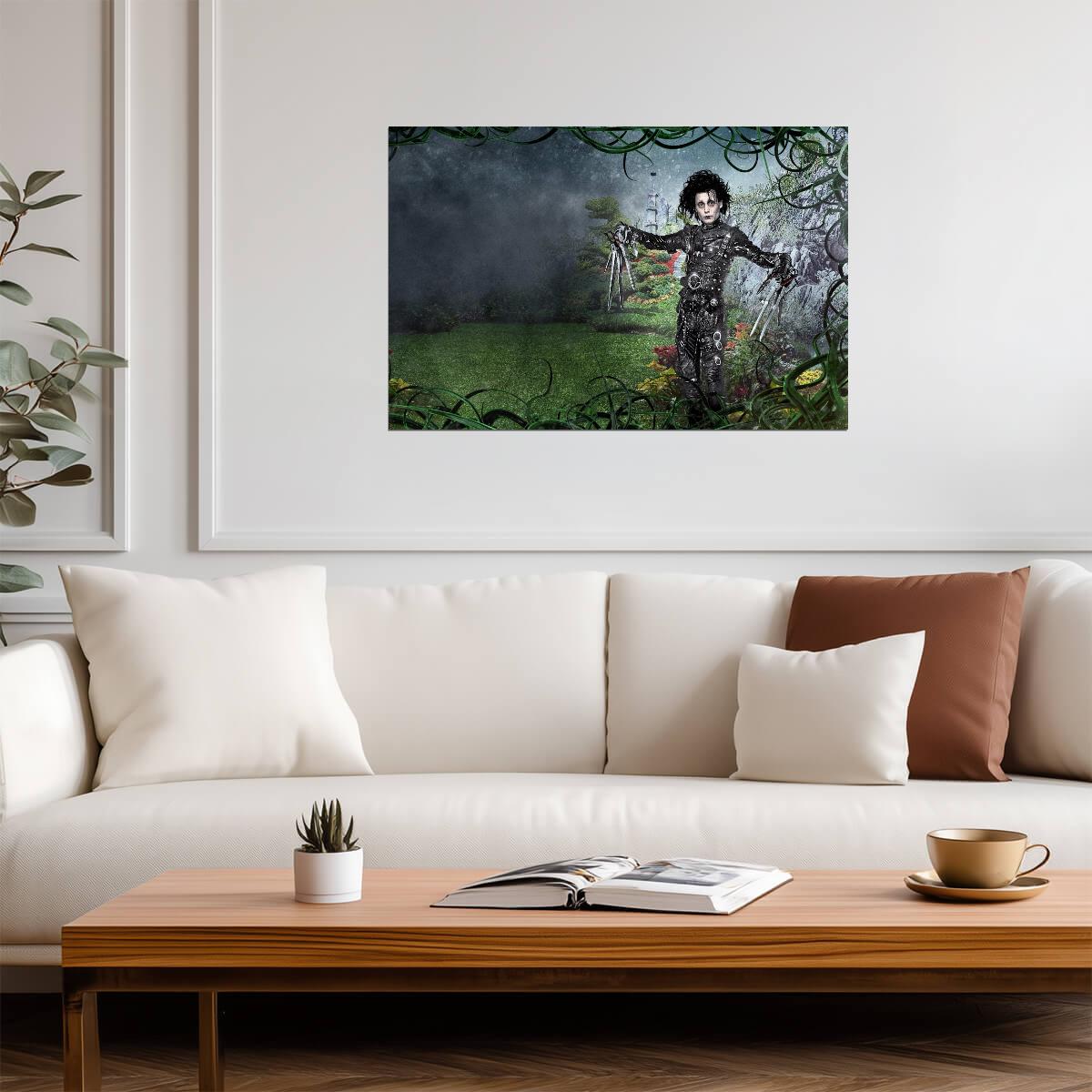 Edward Scissorhands Movie Poster | Edward Among Topiary in a Moonlit Garden - Movies & TV Poster