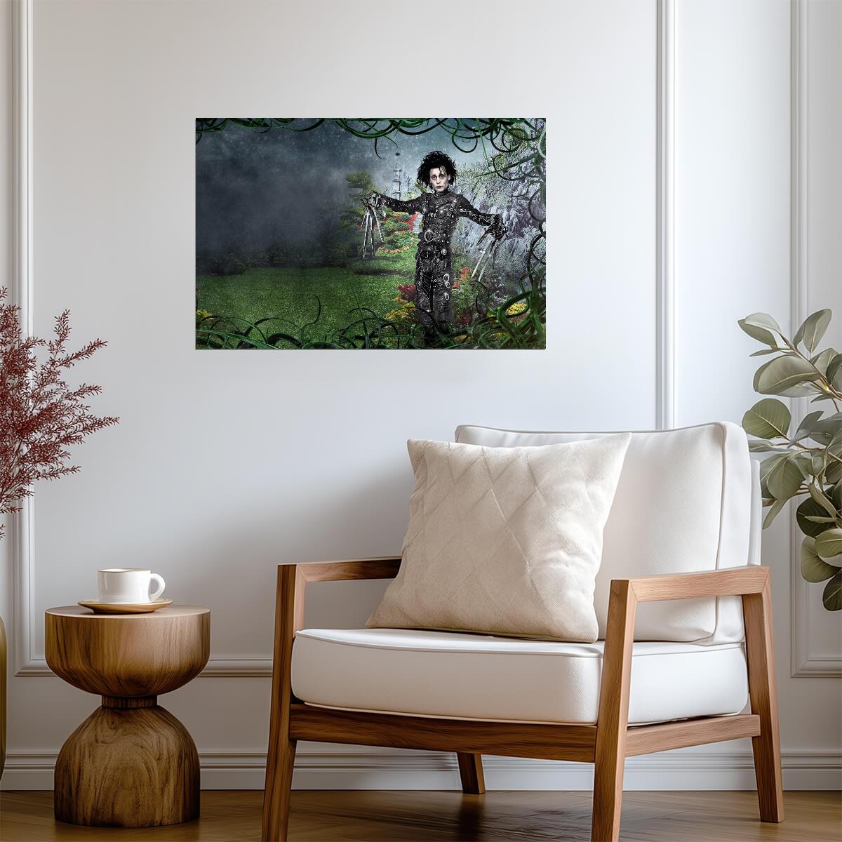 Edward Scissorhands Movie Poster | Edward Among Topiary in a Moonlit Garden - Movies & TV Poster