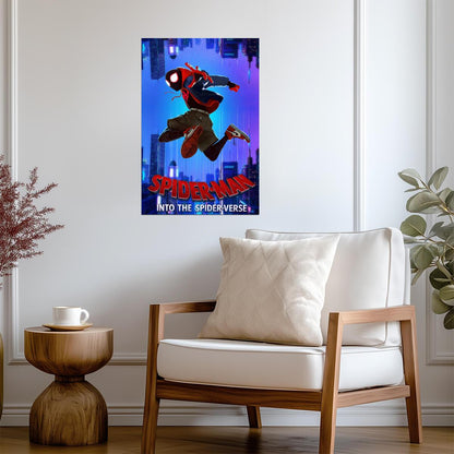 Spider-Man Into the Spider-Verse Movie Poster | Miles on a Blue City Graphic - Movies & TV Poster