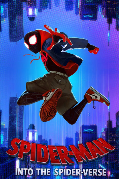 Spider-Man Into the Spider-Verse Movie Poster | Miles on a Blue City Graphic - Movies & TV Poster