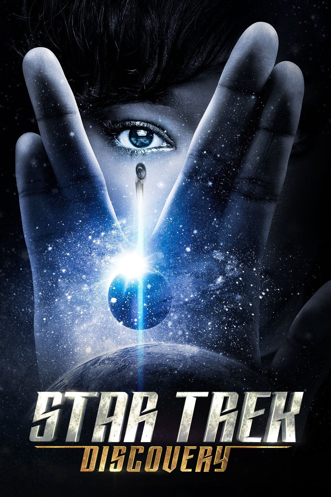 Star Trek Discovery TV Series Poster | Vulcan Salute with a Blue Eye - Movies & TV Poster