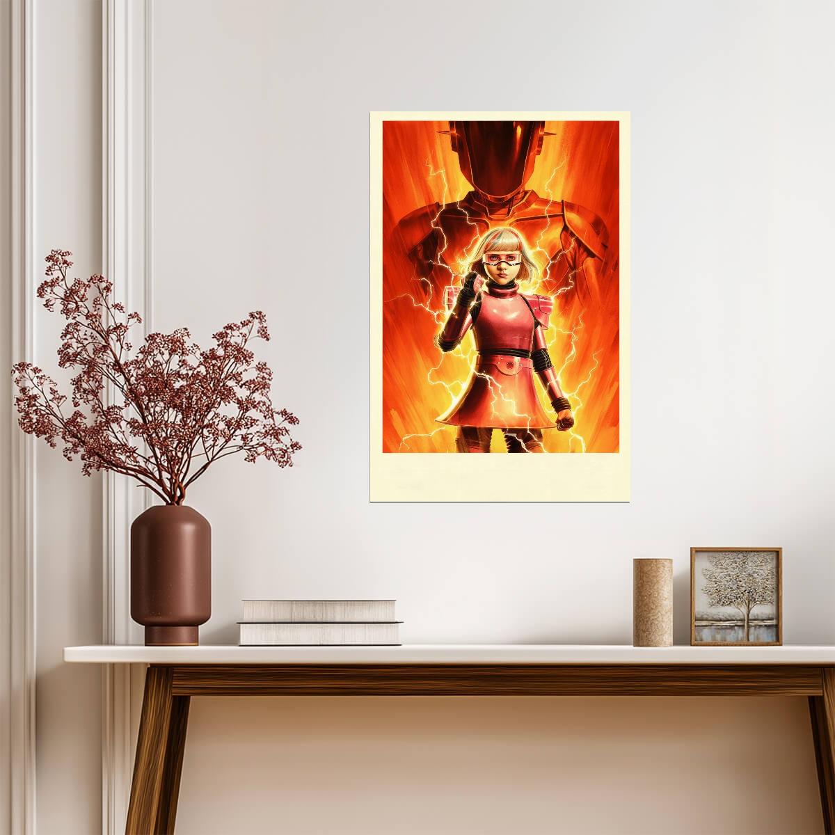 M3GAN 2.0 Movie Poster | Armored Android with Lightning - Movies & TV Poster