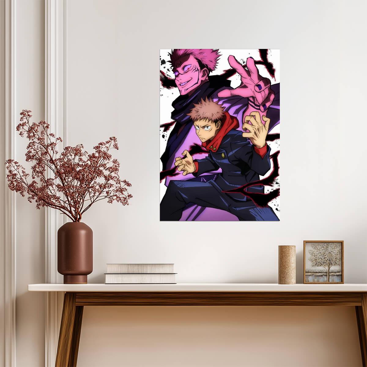 Jujutsu Kaisen Poster | Yuji Itadori and Sukuna | Purple and Black Illustration - Anime Poster