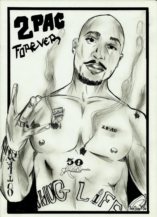 2Pac Forever Poster | Thug Life Pencil Portrait - Music Poster