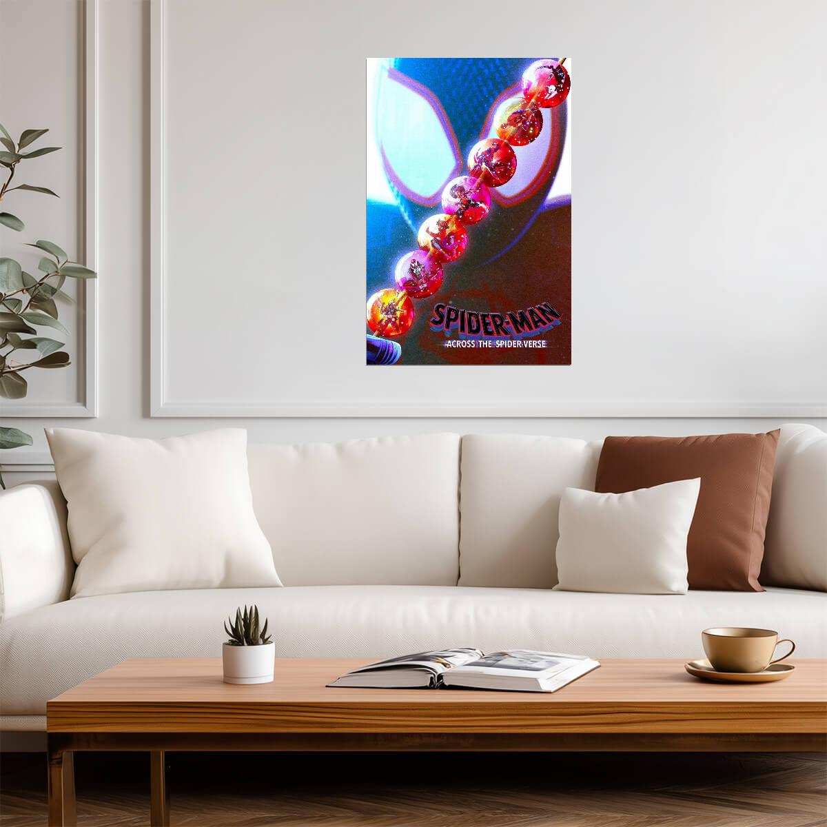Spider-Man Across the Spider-Verse Movie Poster | Miles Mask with Multiverse Orbs - Movies & TV Poster