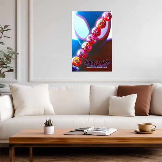 Spider-Man Across the Spider-Verse Movie Poster | Miles Mask with Multiverse Orbs - Movies & TV Poster