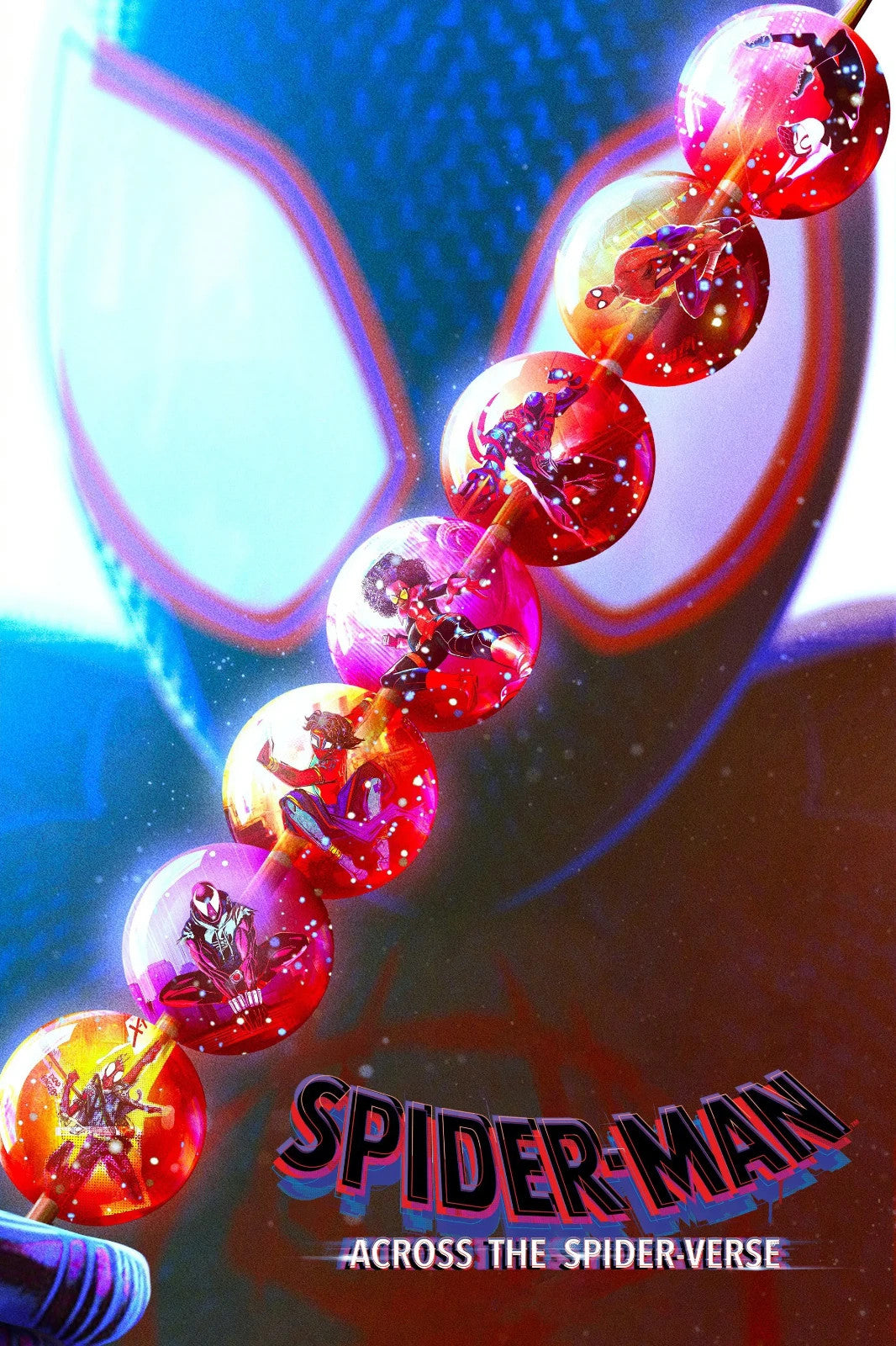 Spider-Man Across the Spider-Verse Movie Poster | Miles Mask with Multiverse Orbs - Movies & TV Poster