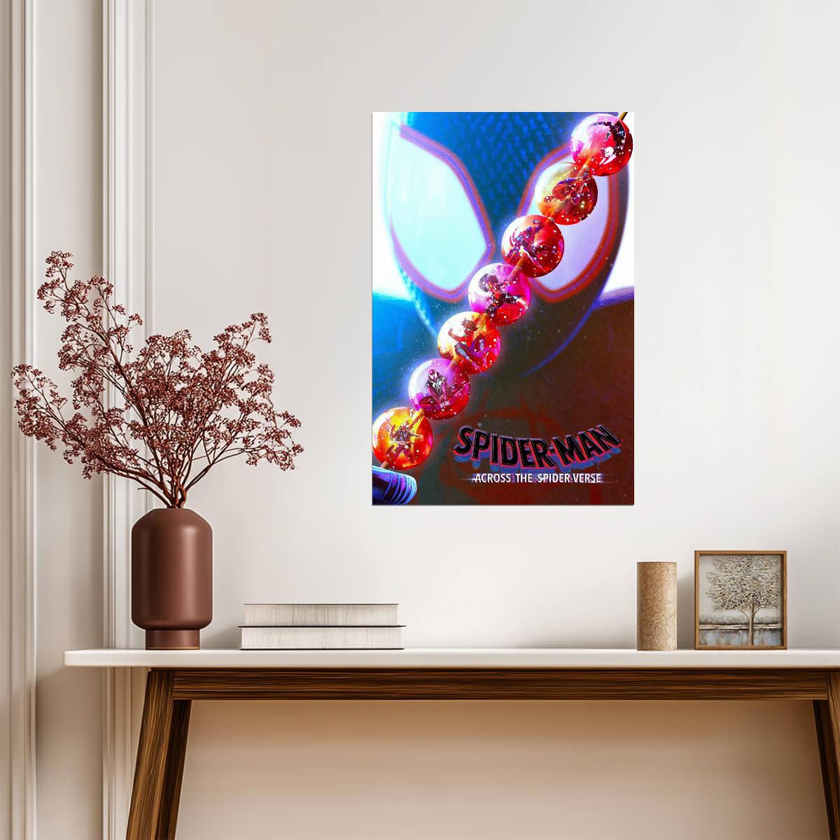 Spider-Man Across the Spider-Verse Movie Poster | Miles Mask with Multiverse Orbs - Movies & TV Poster