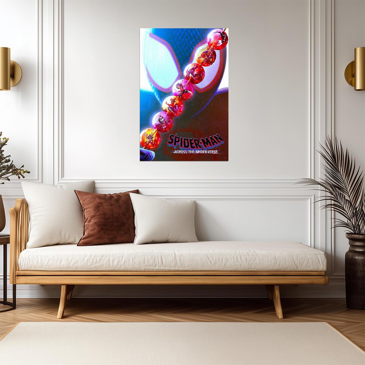 Spider-Man Across the Spider-Verse Movie Poster | Miles Mask with Multiverse Orbs - Movies & TV Poster