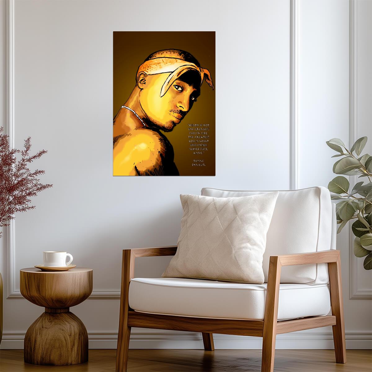 Tupac Shakur Art Poster | Gold Portrait and Quote Print - Music Poster