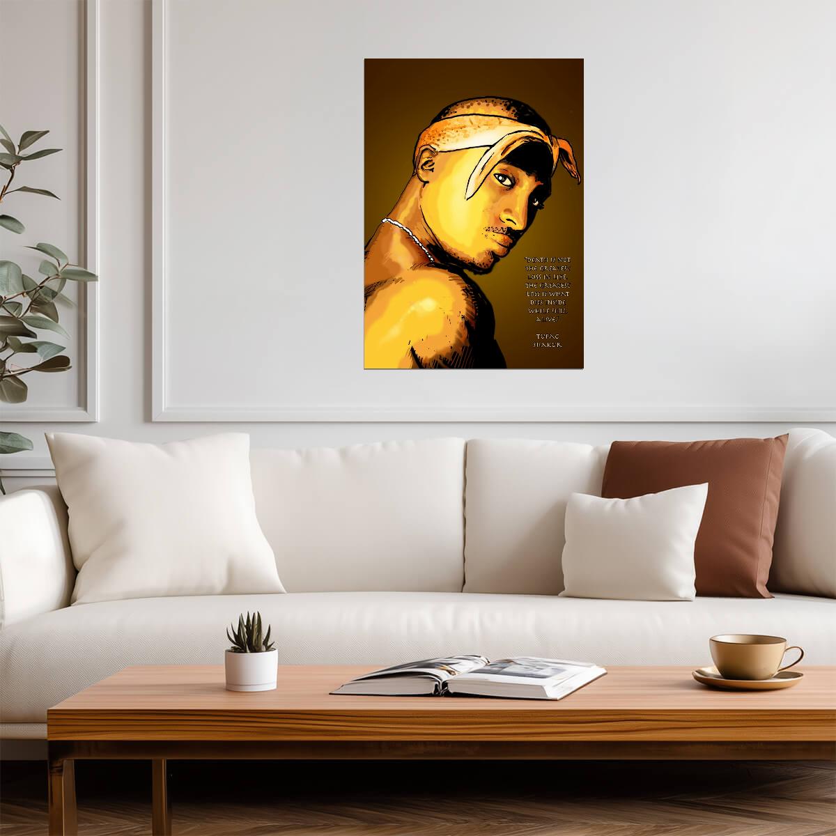 Tupac Shakur Art Poster | Gold Portrait and Quote Print - Music Poster