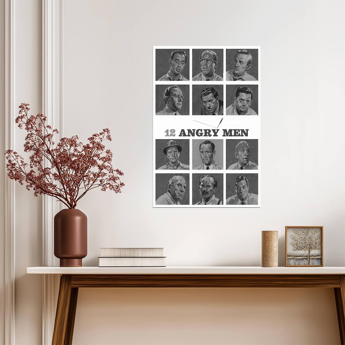 12 Angry Men Poster | Jury Portrait Grid | Black and White Movie Print - Movies & TV Poster